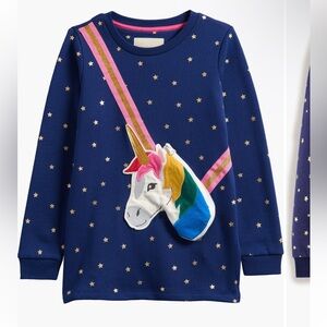 Mini Boden Blue Shirt with Unicorn and Stars